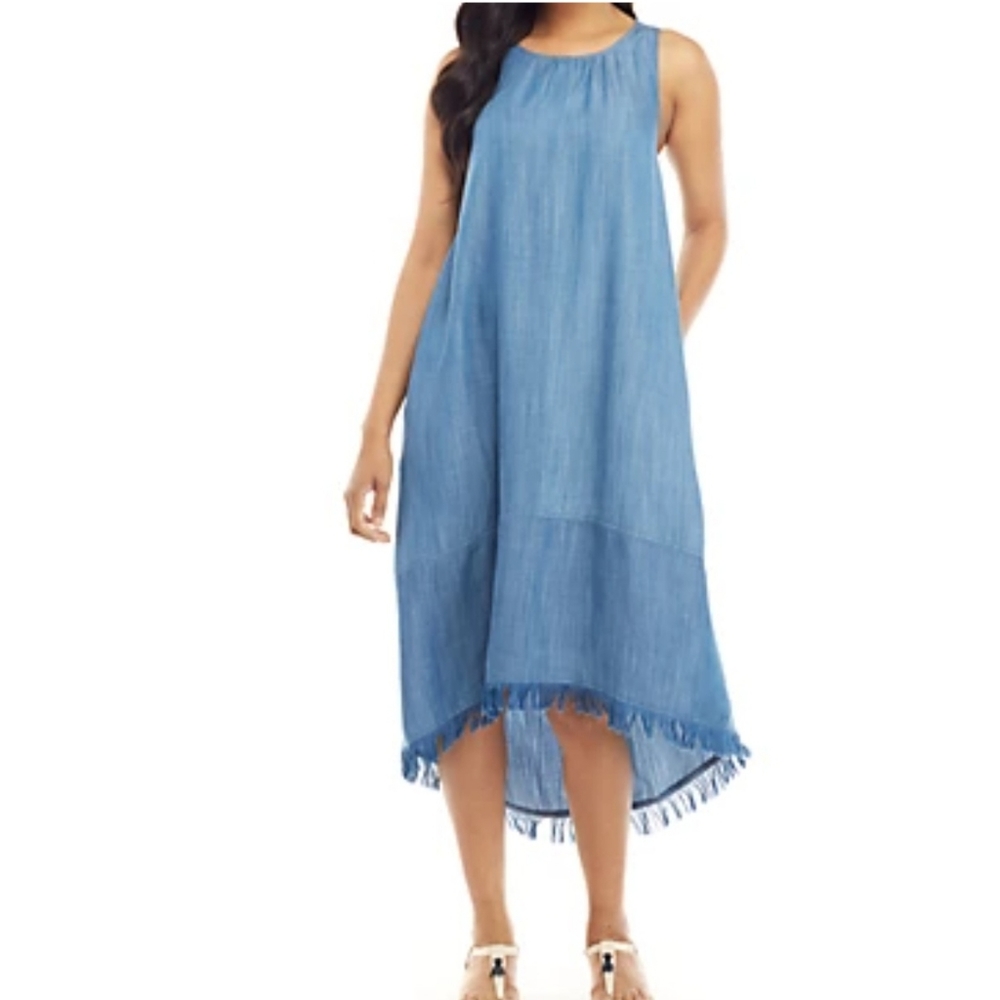 Crown & Ivy Sleeveless High Low Chambray Dress